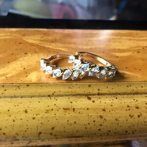 Natural Sky Blue Topaz Sterling Silver Marquise Cut Hoop Earrings